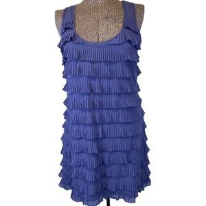 Vintage Y2K H&M Lilac Purple Tiered Ruffles Mini Dress Tunic Flapper Medium